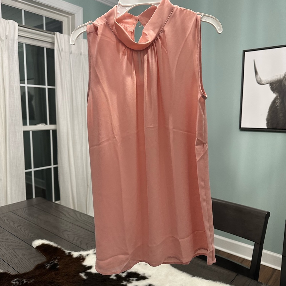 The brand is loft, it’s like pale pink, and super light weight!